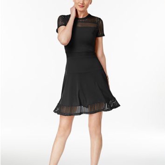 MICHAEL Michael Kors Lace Mesh Fit & Flare Dress - Picture 3 of 5